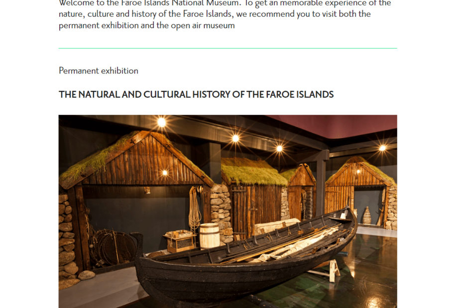 Website screenshot: National Museum of the Faroe Islands