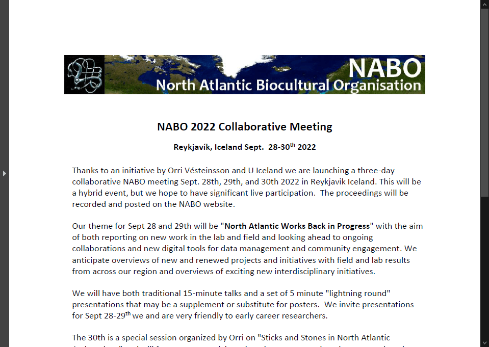 NABO Hybrid Meeting Reykjavik Sept 28-30th 2022