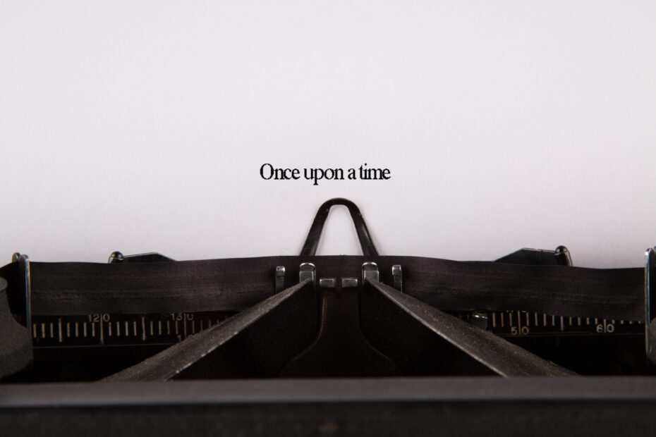 Typewriter with text saying Once upon a Time