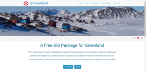 Screenshot of the QGreenland website