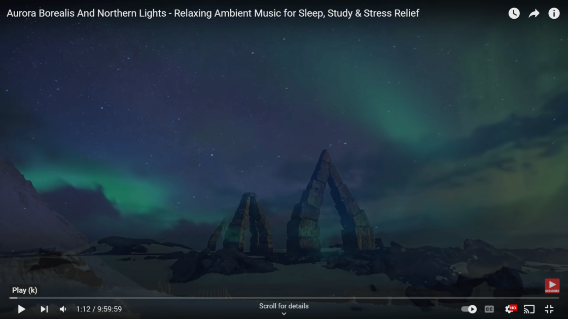 Screenshot from Aurora Borealis and Northern Lights Music video