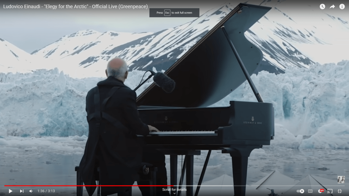 Ludovico Einaudi performs an original piece "Elegy for the Arctic", on the Arctic Ocean to call for its protection, on June 17th, 2016