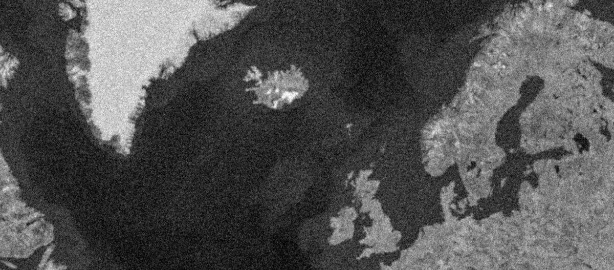 North Atlantic map in the style of 1960s TV