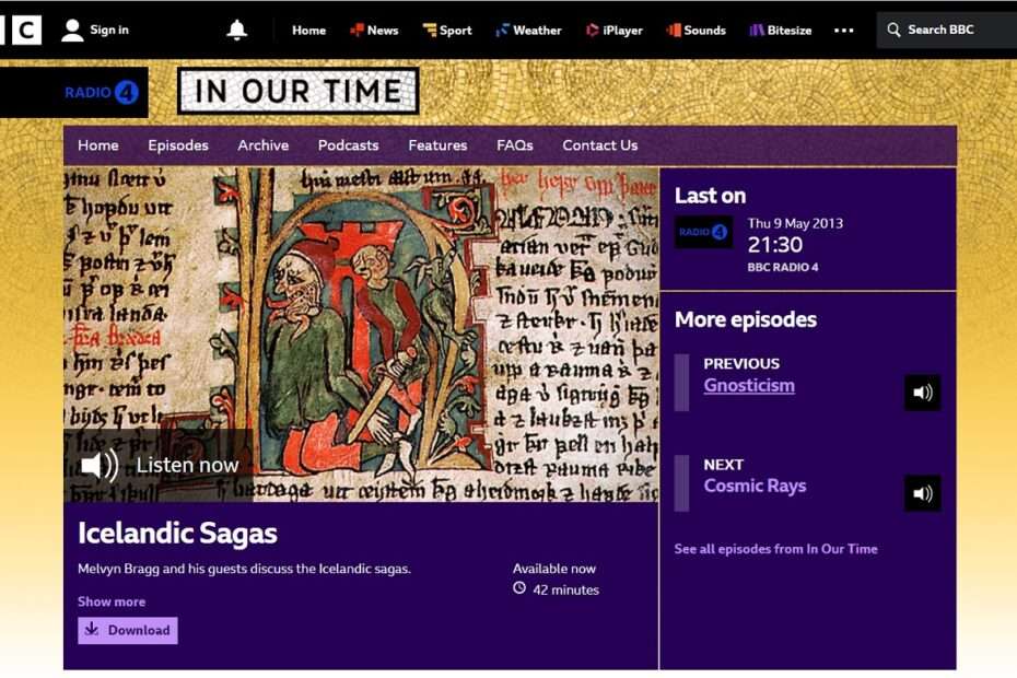 BBC screenshot showing an ancient Icelandic manuscript