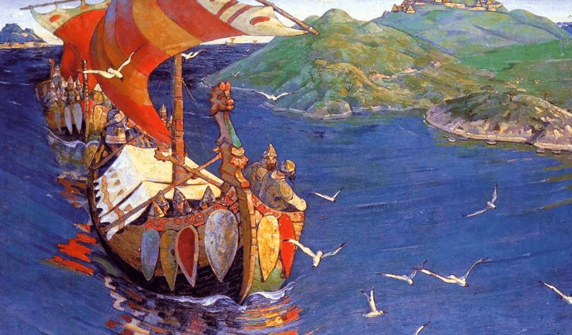 YouTube screenshot: illustration of Vikings in ships