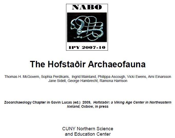 The Hofstaðir Archaeofauna