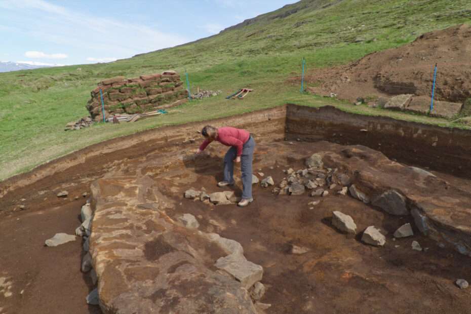 Photography of Skuggi farm site excavation, Hörgárdalur, Iceland in 2013. Part of Comparative Island Ecodynamics Project