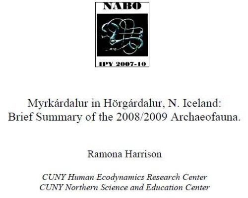 Myrkárdalur in Hörgárdalur, N. Iceland: Brief Summary of the 2008/2009 Archaeofauna